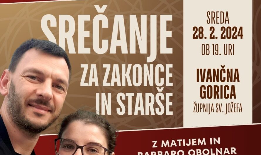 Vabilo na pričevalski večer – sreda, 28.2.2024, ob 19h: “Bog, najina prva pomoč”